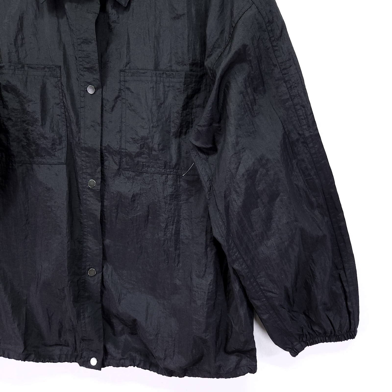 Athleta Lunar Sheen Snap Button Front Shirt Women’s Size Medium Black