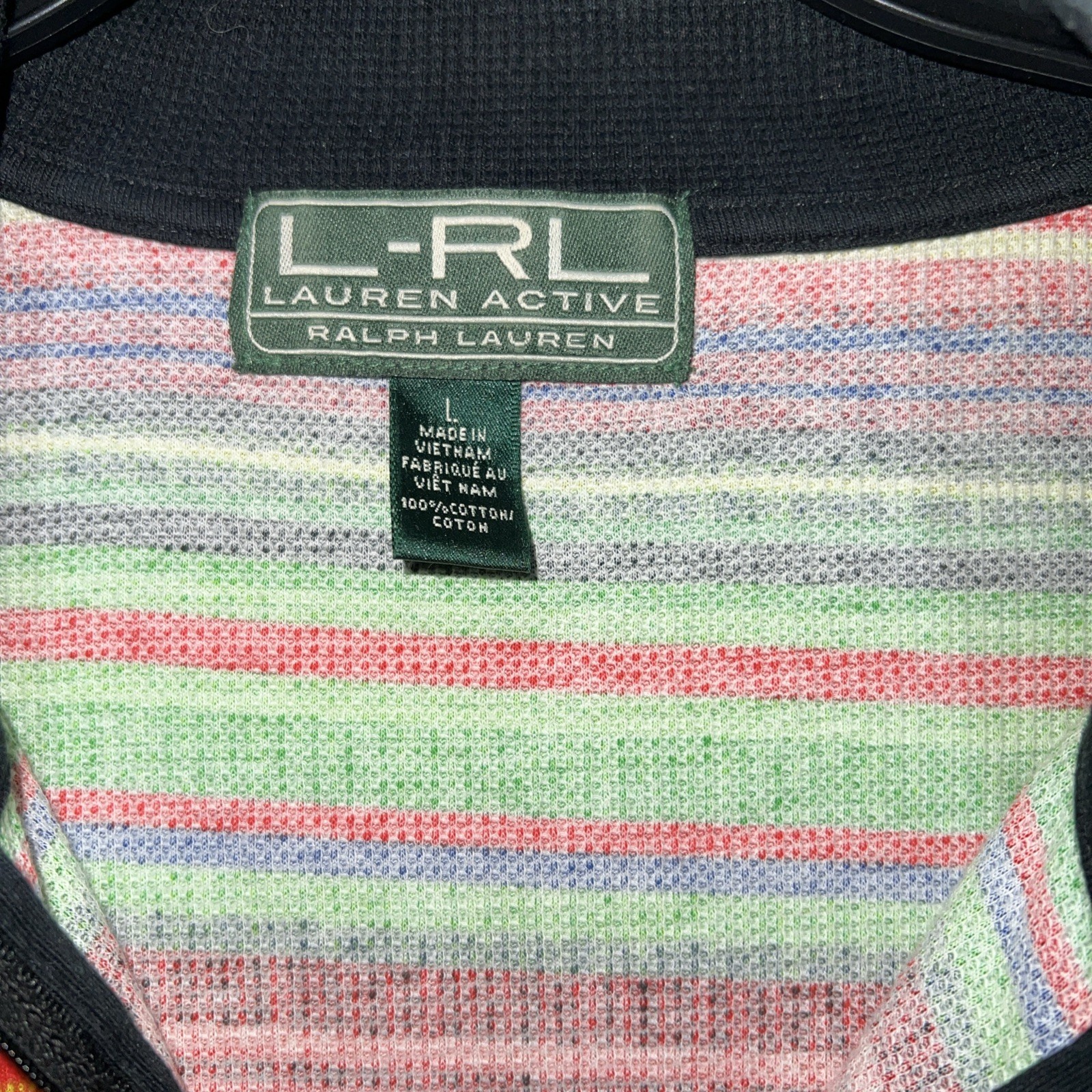 Lauren Ralph Lauren LRL Active Pullover Women L Y2K Multicolor Striped 1/4 Zip