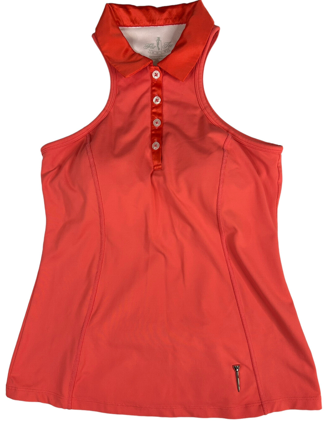 FlirTee Racerback Womens Performance Stretch Padded Haute Coral Golf Top Sz XS