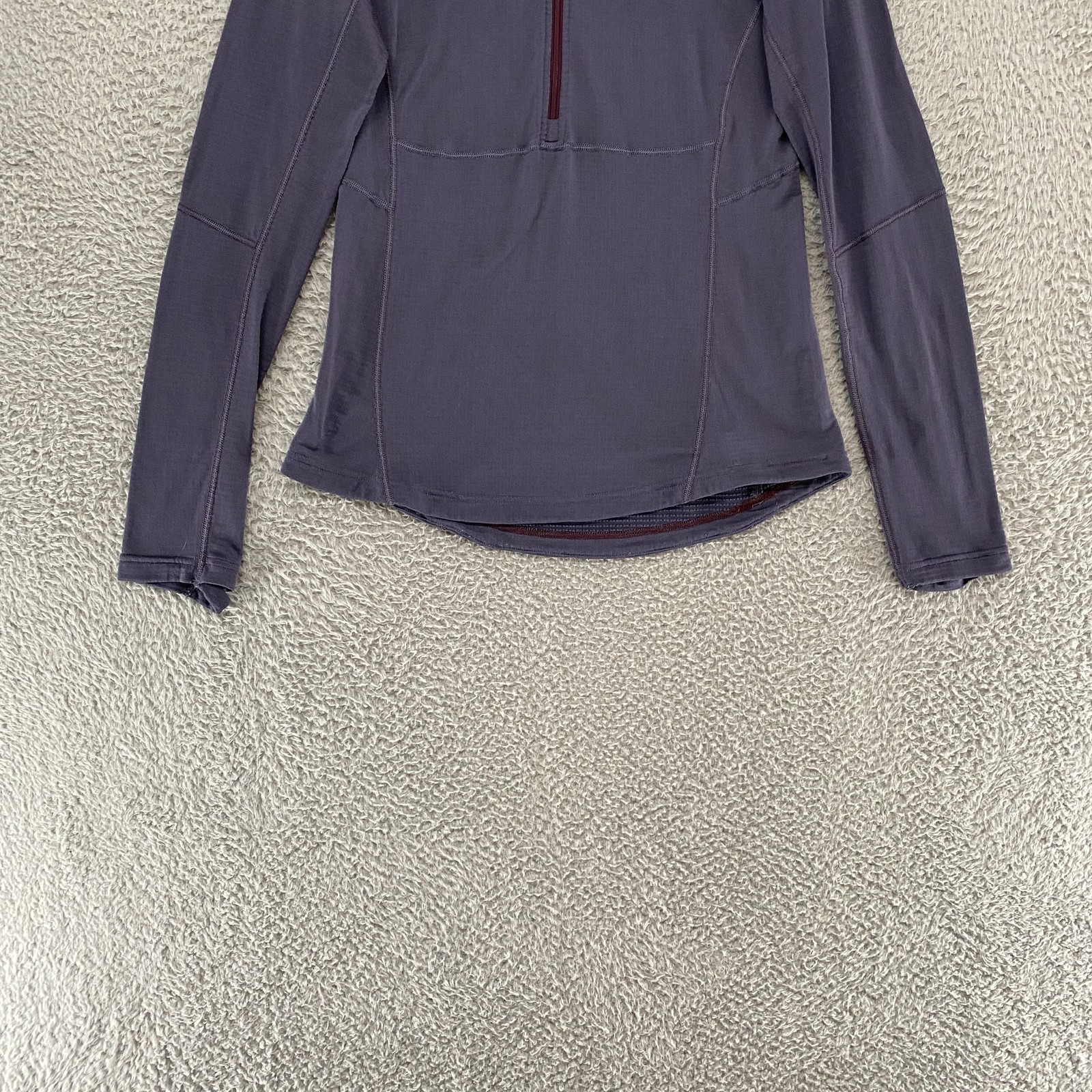 REI Pullover Base Layer Top Womens Medium Purple Quarter Zip Thermal Waffle