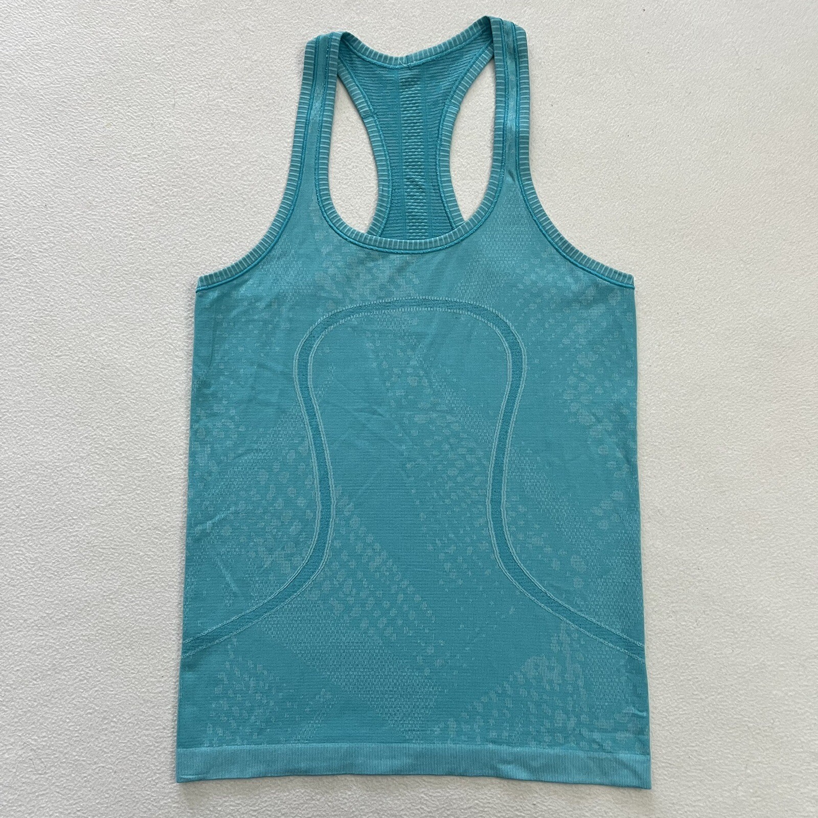 Lululemon Heathered Peacock Aqua Blue Swiftly Tech Racerback Tank Seamless Top 6