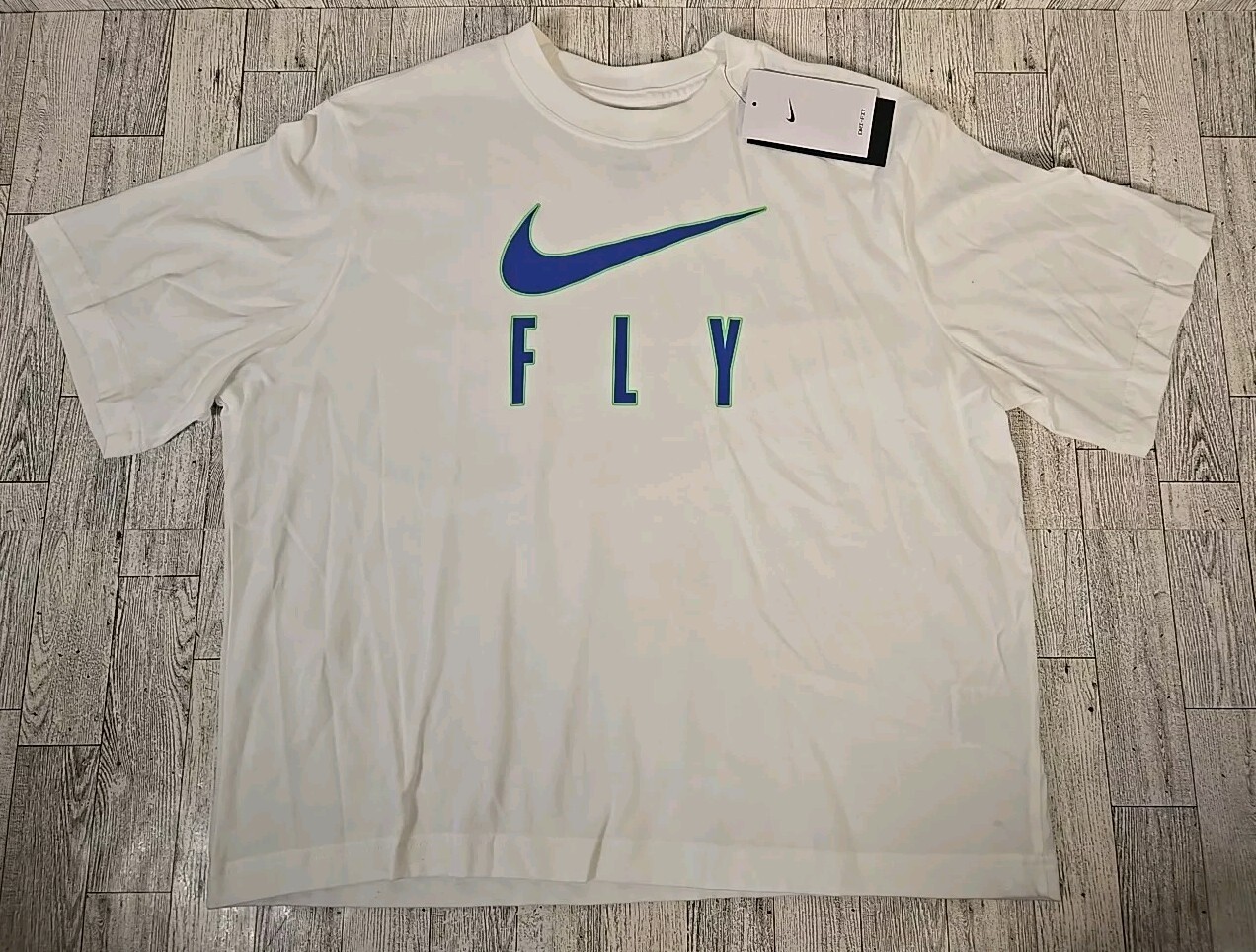 Nike Fly T-Shirt M L XXL Swoosh Boxy Training White Dri Fit Loose Womens NEW