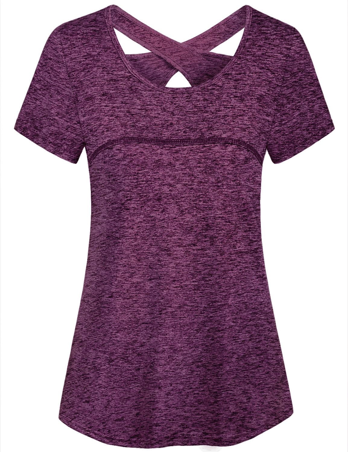Loose Shirts for Women, Short Sleeve Circle Neck Athleisure Wear Summer Healt…