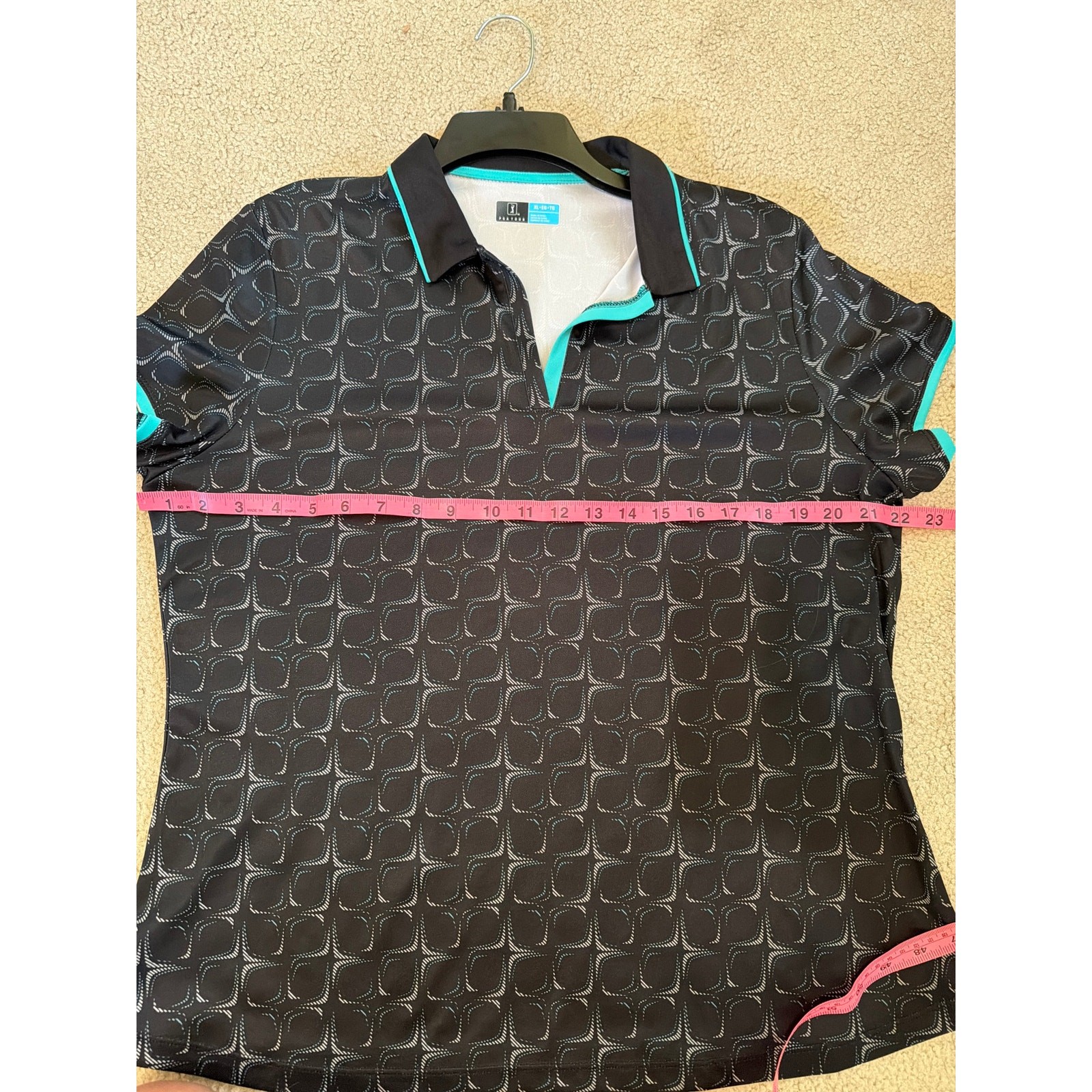 PGA Tour Polo Shirt Women’s Size XL Black Print Golfcore Tennis Pickleball