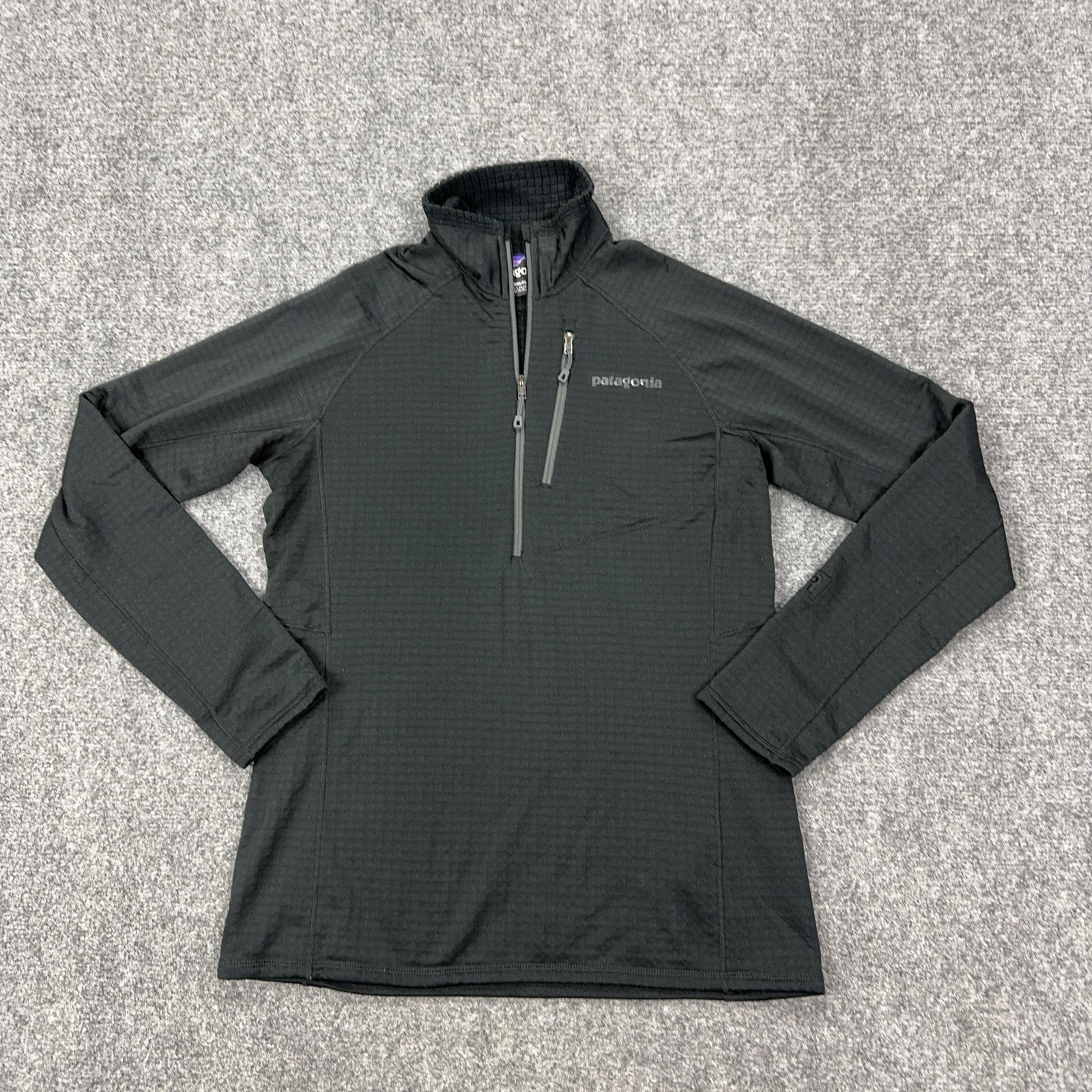 Patagonia R1 Fleece Pullover Womens Small Black 1/4 Zip Mock Neck Hiking Top