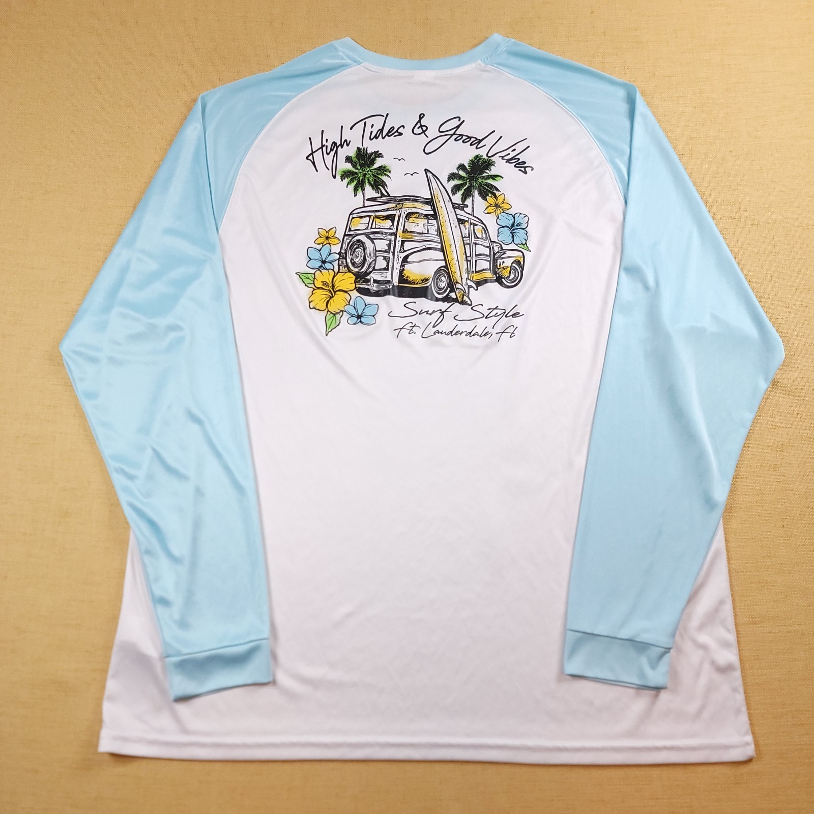 Women’s 2XL Paragon Surf Style UPF 50+ Graphic T-Shirt Aqua Blue