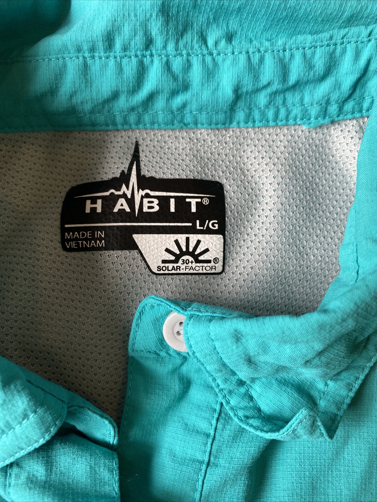 habit solar factor 30+ Green Breathable Short Sleeve Button Up Large Shirt