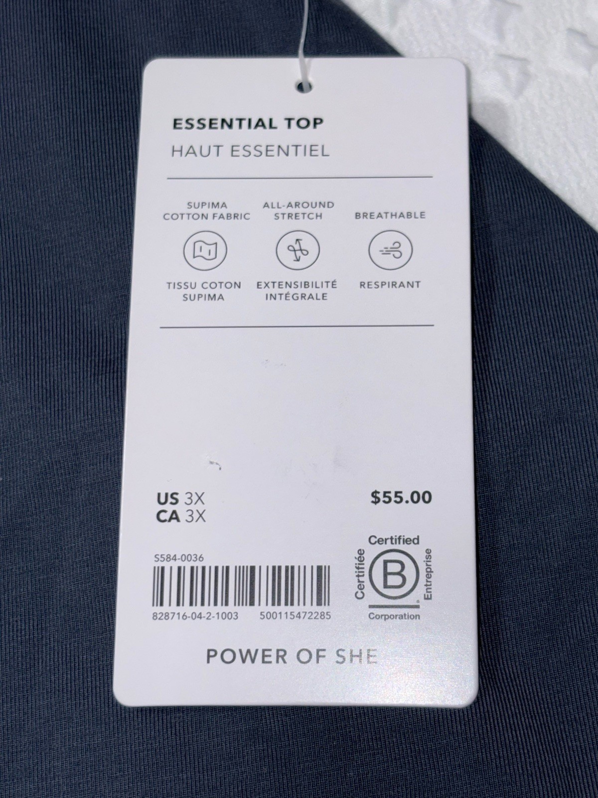 Athleta Essential Long Sleeve Top Women’s 3X Power of She Blue Stretch NWT