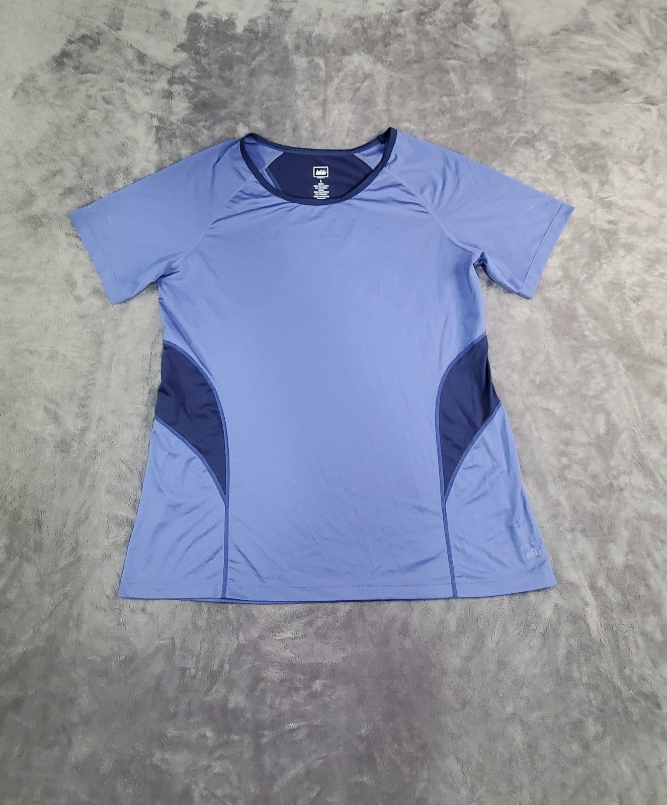 REI Co-op Women’s Sz L Active T-Shirt Blue Short Sleeve Lightweight Hiking C28