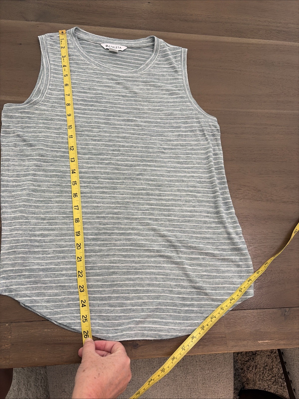 Athleta Pullover Breezy Tank Top-Medium-sage Green With White Stripes-stretch