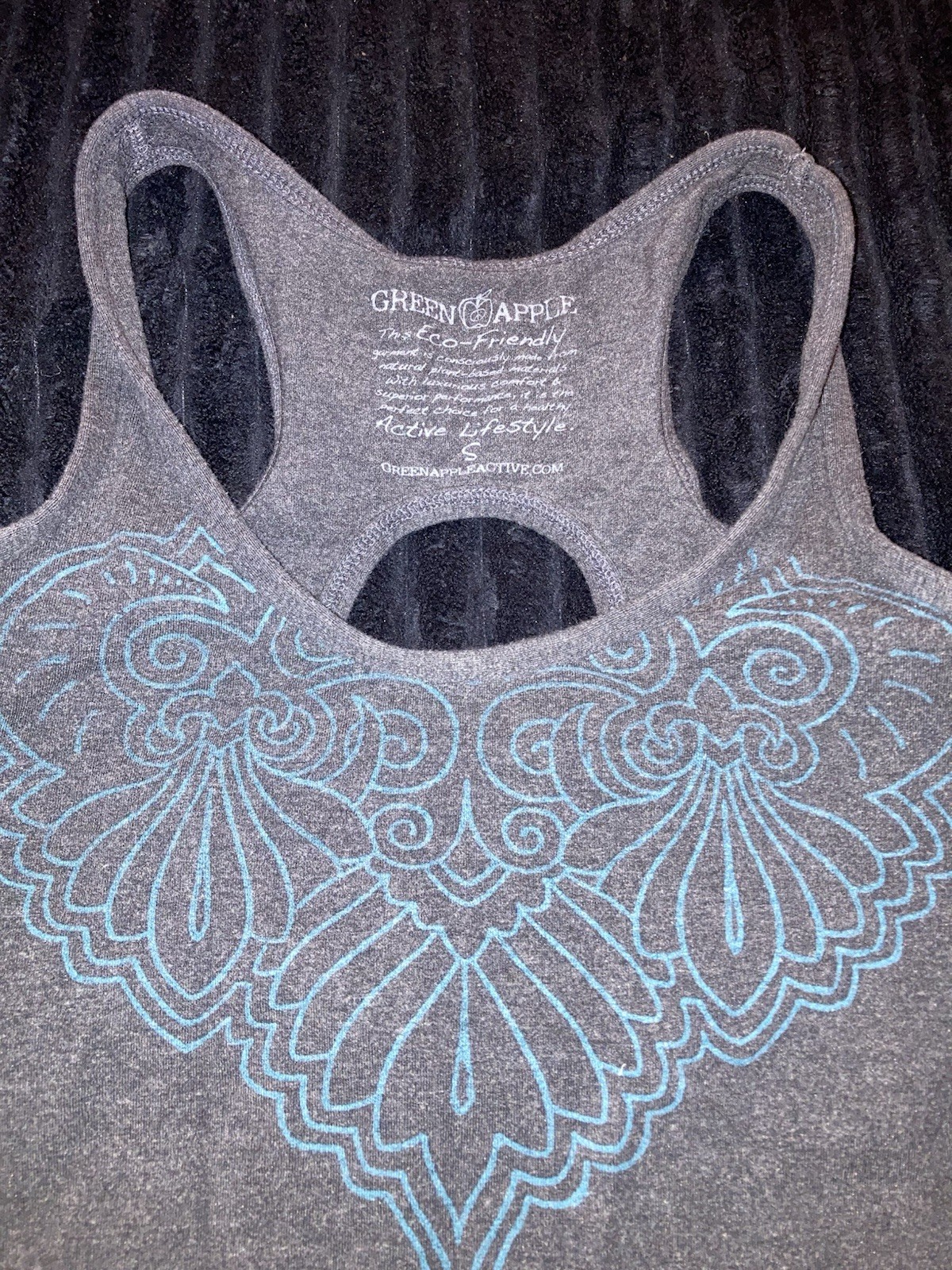 Grey and Teal, Green Apple Women’s Racerback Active Tank Top, Small Size