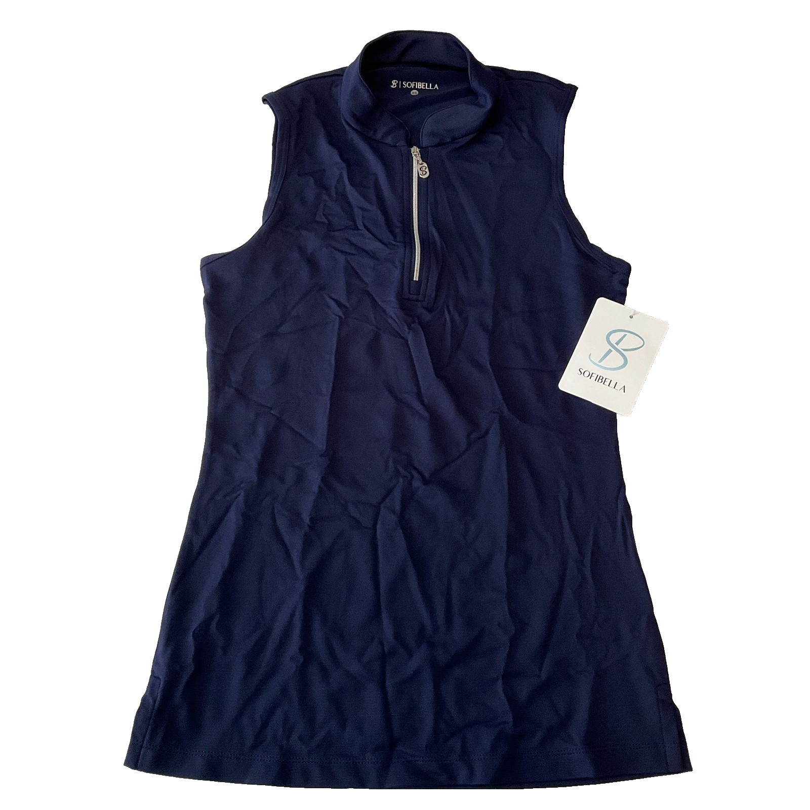 Sofibella Sleeveless Top Womens Size XS Blue 1/4 Zip Stretch Upf 50