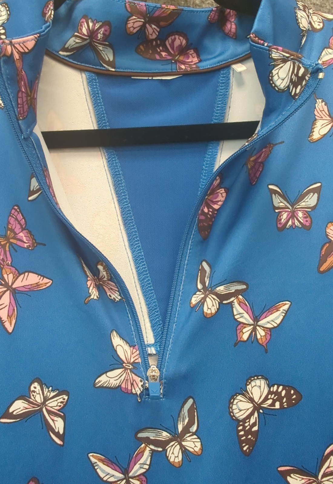Perry Ellis Womens XL Butterfly Print Golf Polo Shirt Opti Dri Performance Top