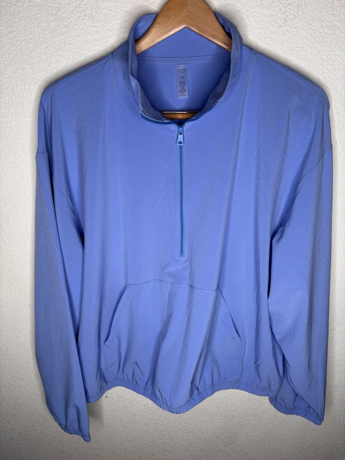 Beyond Yoga Stretch Woven In Stride Half Zip Pullover Flower Blue Size L