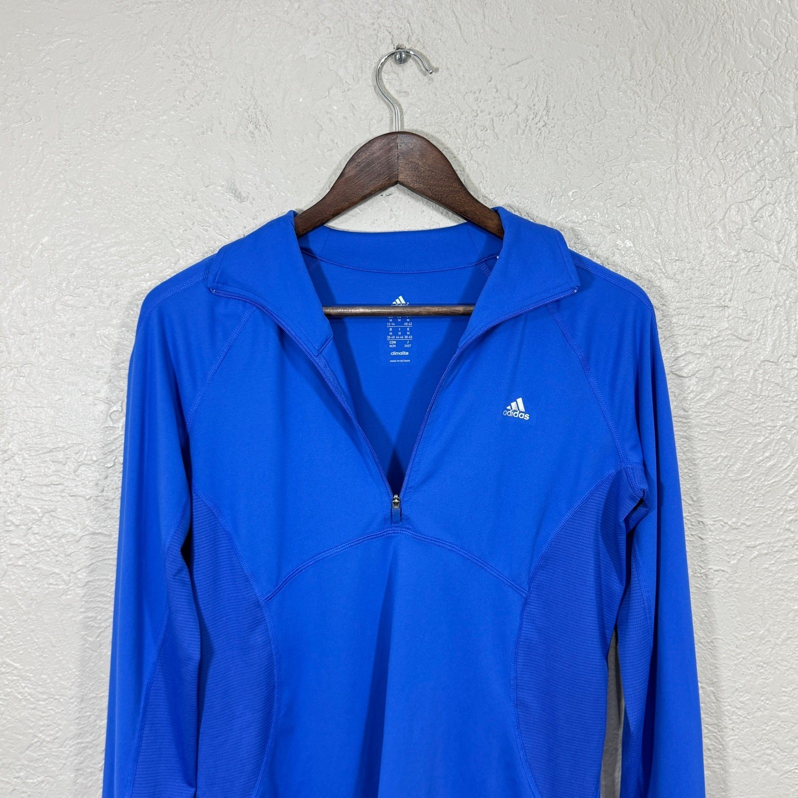 Adidas Quarter Zip Pullover Top M Climalite Royal Blue Run Gym Pickleball Preppy