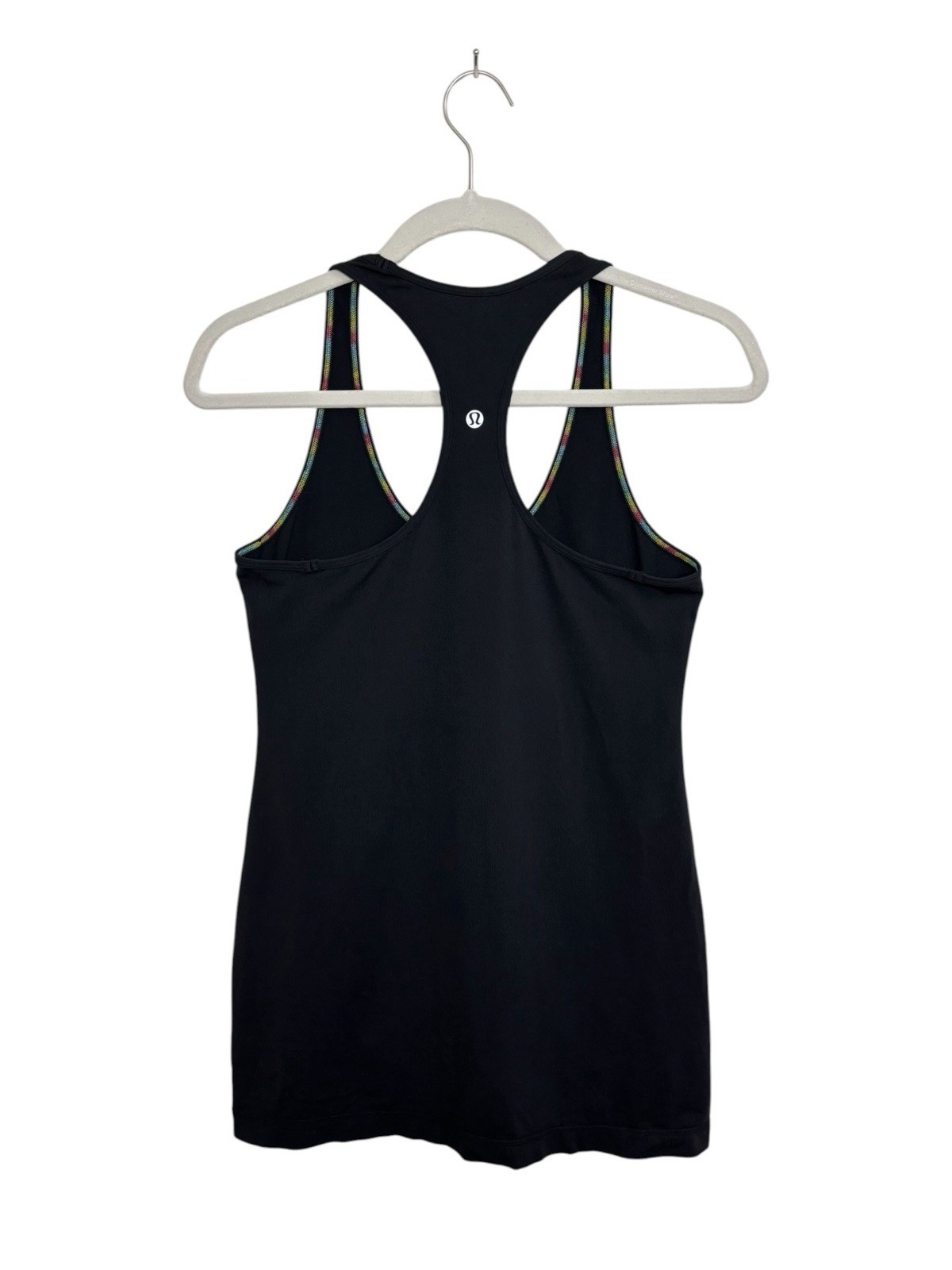 Lululemon Reversible Cool Racerback Tank in Black with Rainbow Stitching M/L
