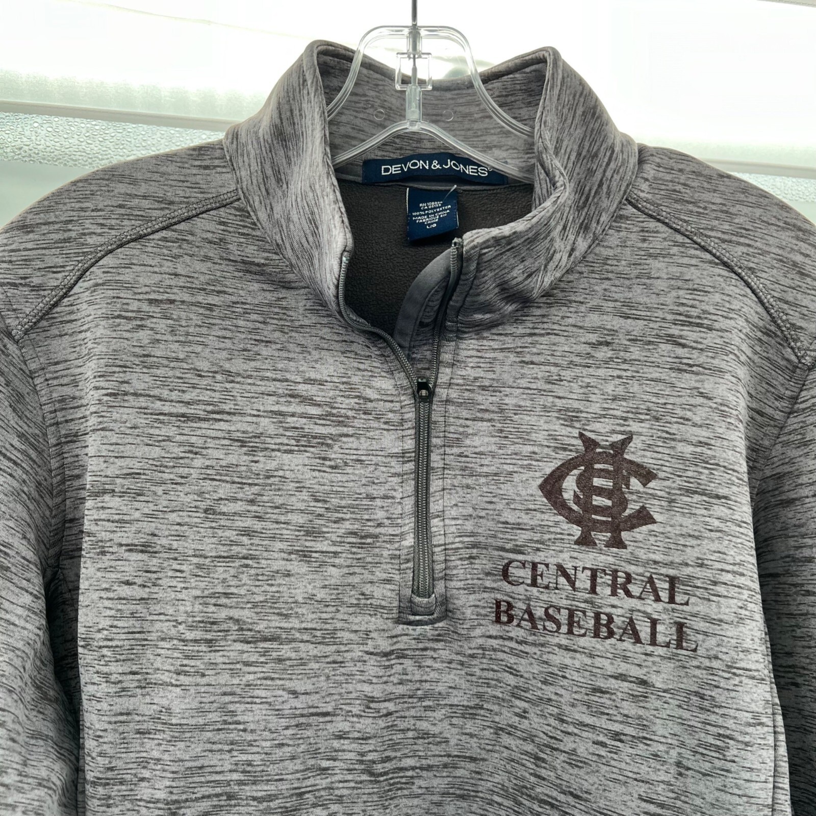 Devon & Jones Women’s 1/4 Zip Pullover Central Baseball Gray Space Dye Large