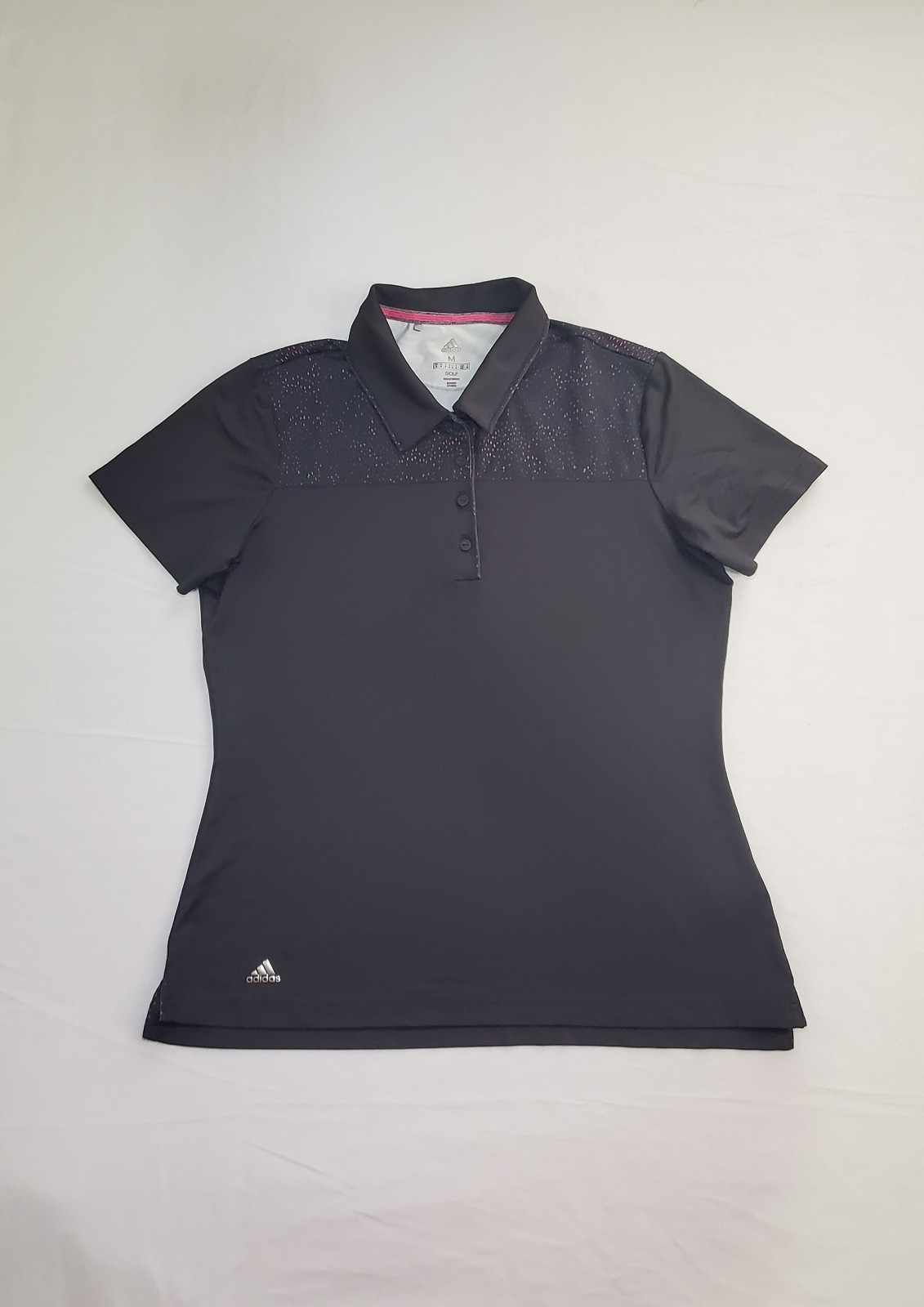 Adidas Women’s Sz M Golf Short Sleeve Polo Shirt Black Striped Ca2
