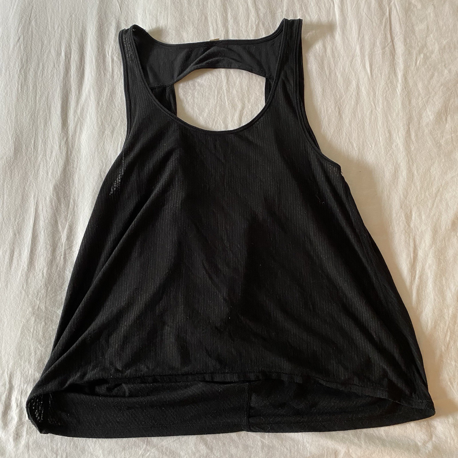 Tank Top Womens S/M Keyhole Back Training Black Athletic Gym Blended Fabric