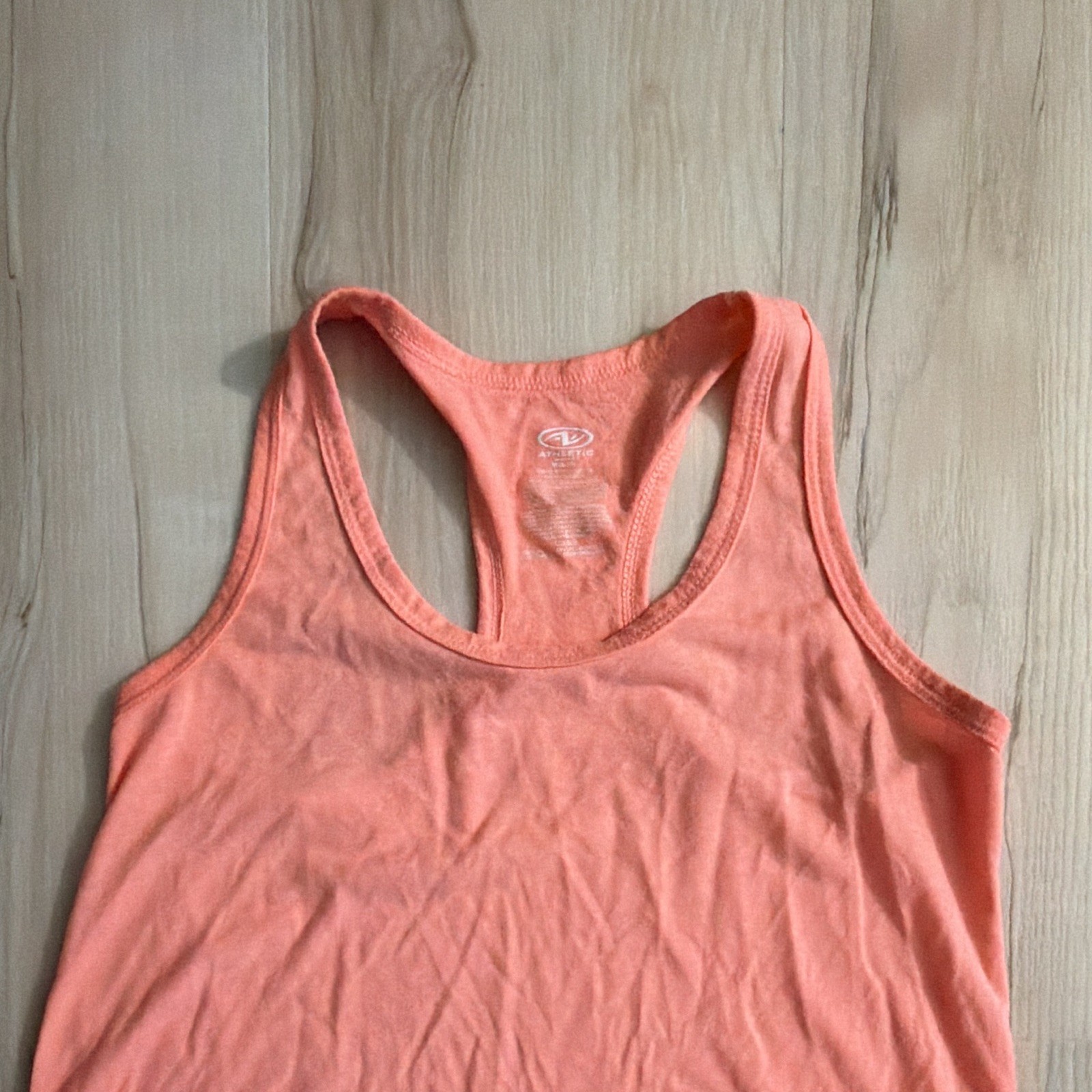 Athletic Works Womens Solid Peach Racerback Scoop Neck Tank Top Lightweight M