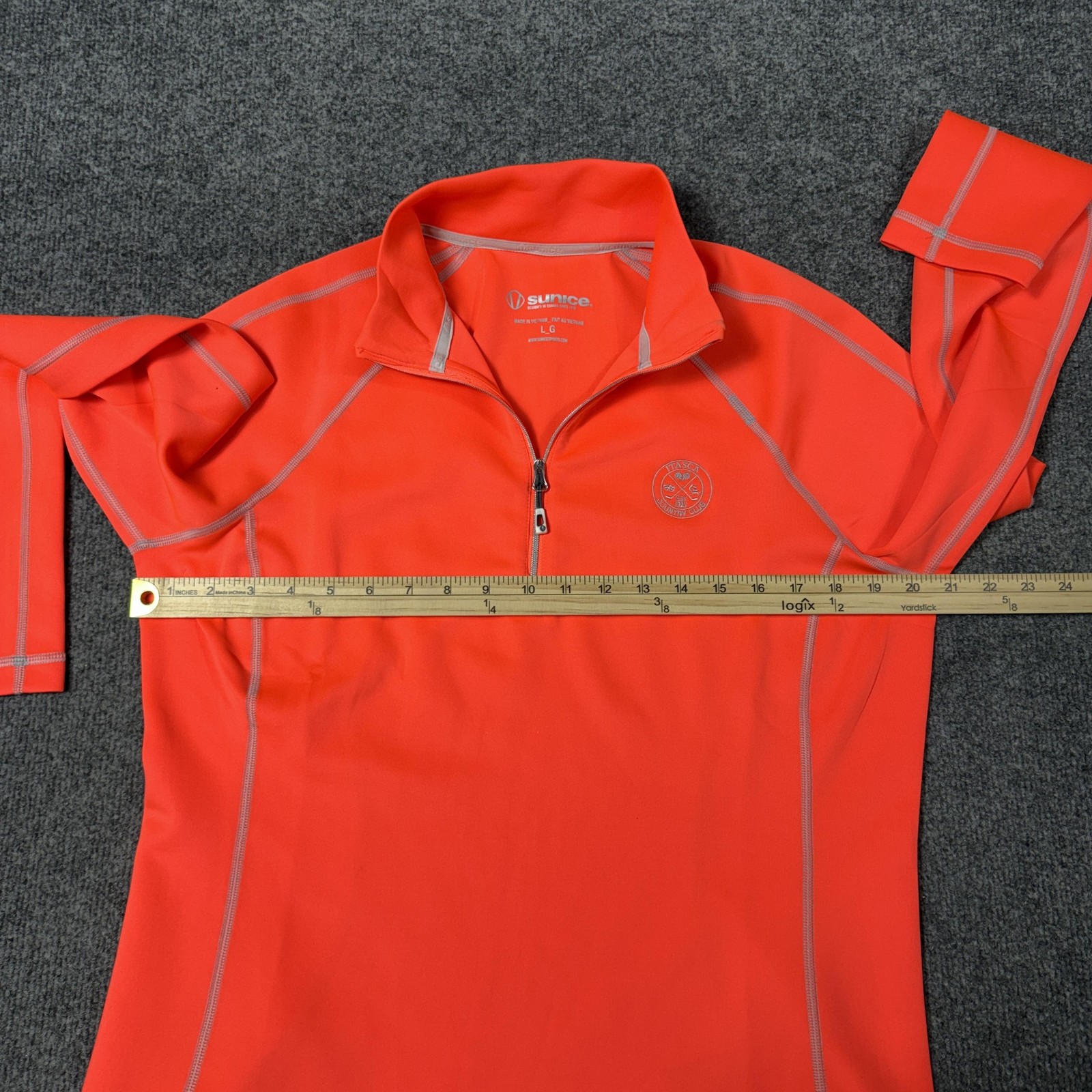 Sunice Pullover Womens Large Orange 1/4 Zip Golf Itasca Country Club Top