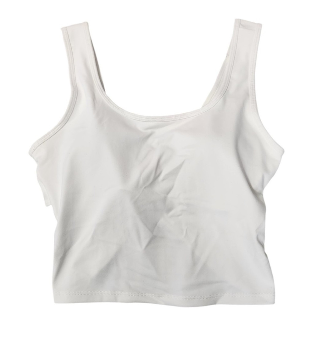 Halara Womens M U Neck Backless Crossover Tank Top Barre Ballet Dance White