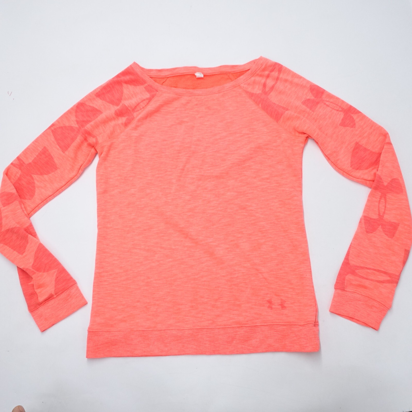 Under Armour Top Women’s Small Orange Spacedye Long Sleeve Boat Neck Pullover