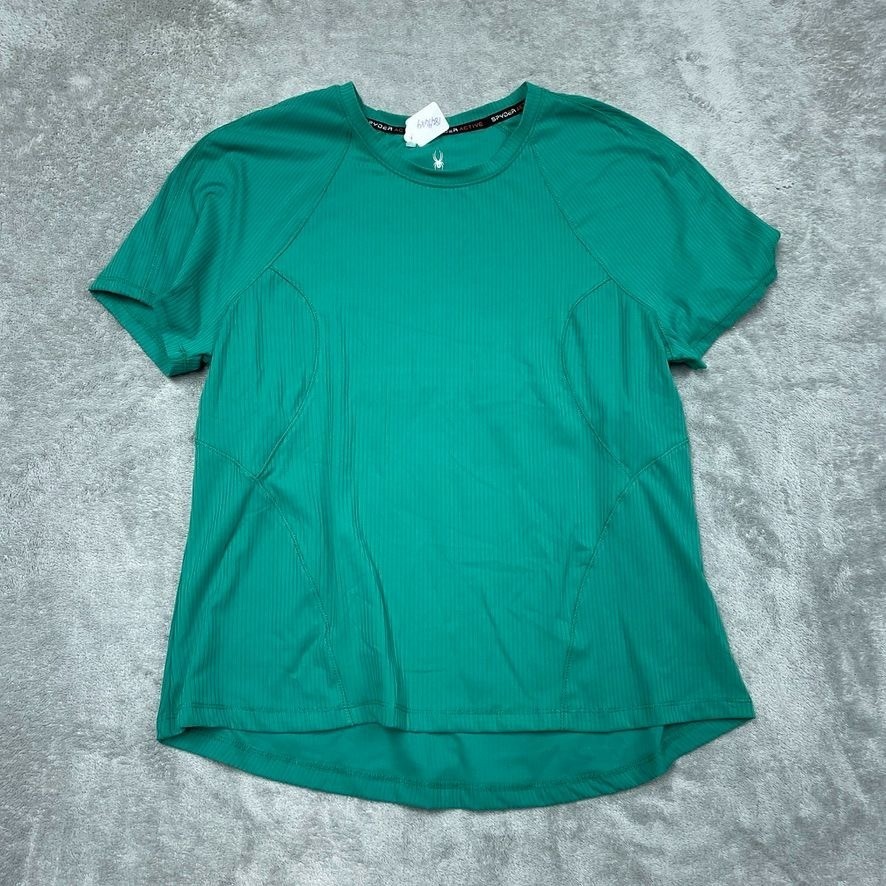 Spyder Active Womens Green Moisture-Wicking Short Sleeve Top L d0421