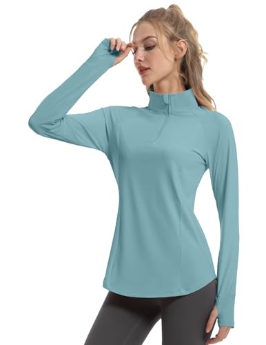 LAKE BLUE M – FKEEP WOMEN’S SUN SHIRTS LONG SLEEVE ATHLETIC JACKETS UPF 50+