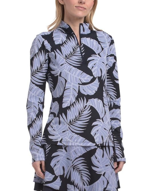 NWT TOMMY BAHAMA Maritime Navy Blue Palm Long Sleeve Golf Tennis Shirt – XL