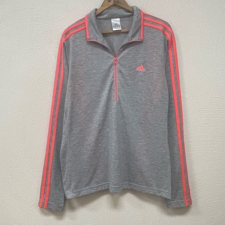 Adidas Climalite Half Zip Coral & Gray 1/4 Zip Long Sleeve Womens Size XL