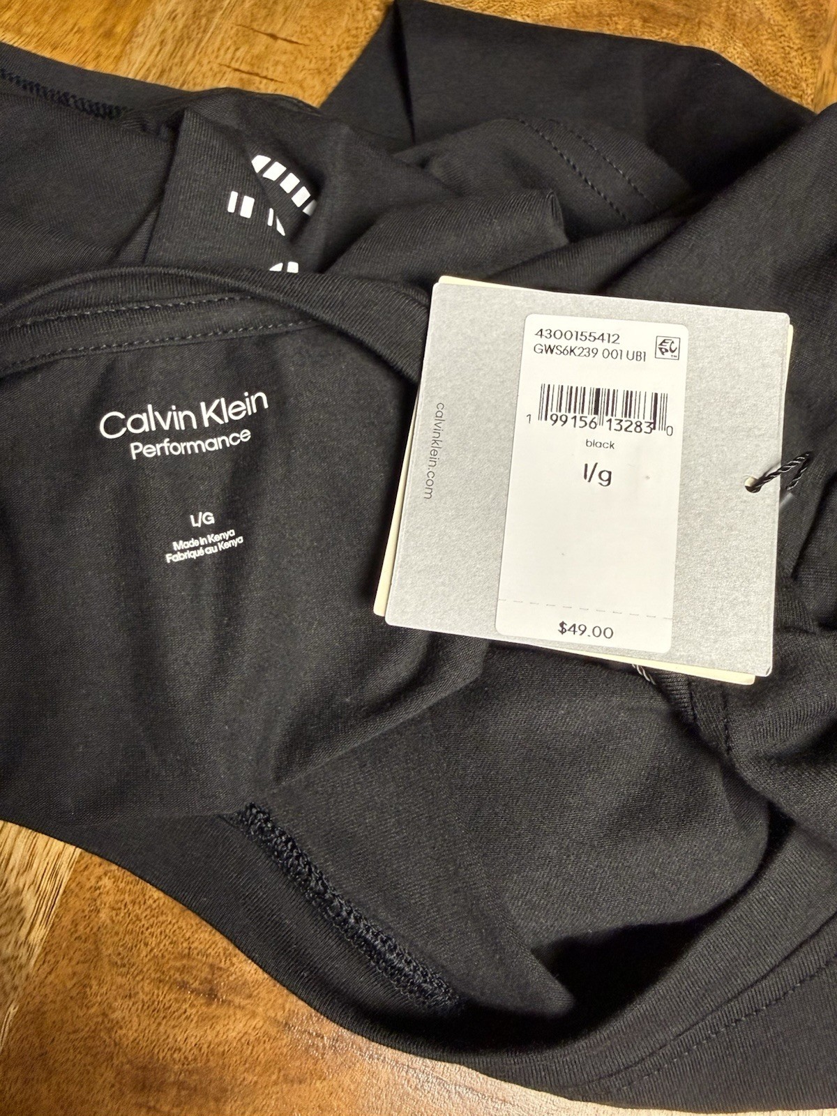 Calvin Klein Performance Crop Top Large Black Long Sleeve Moisture Wicking NWT