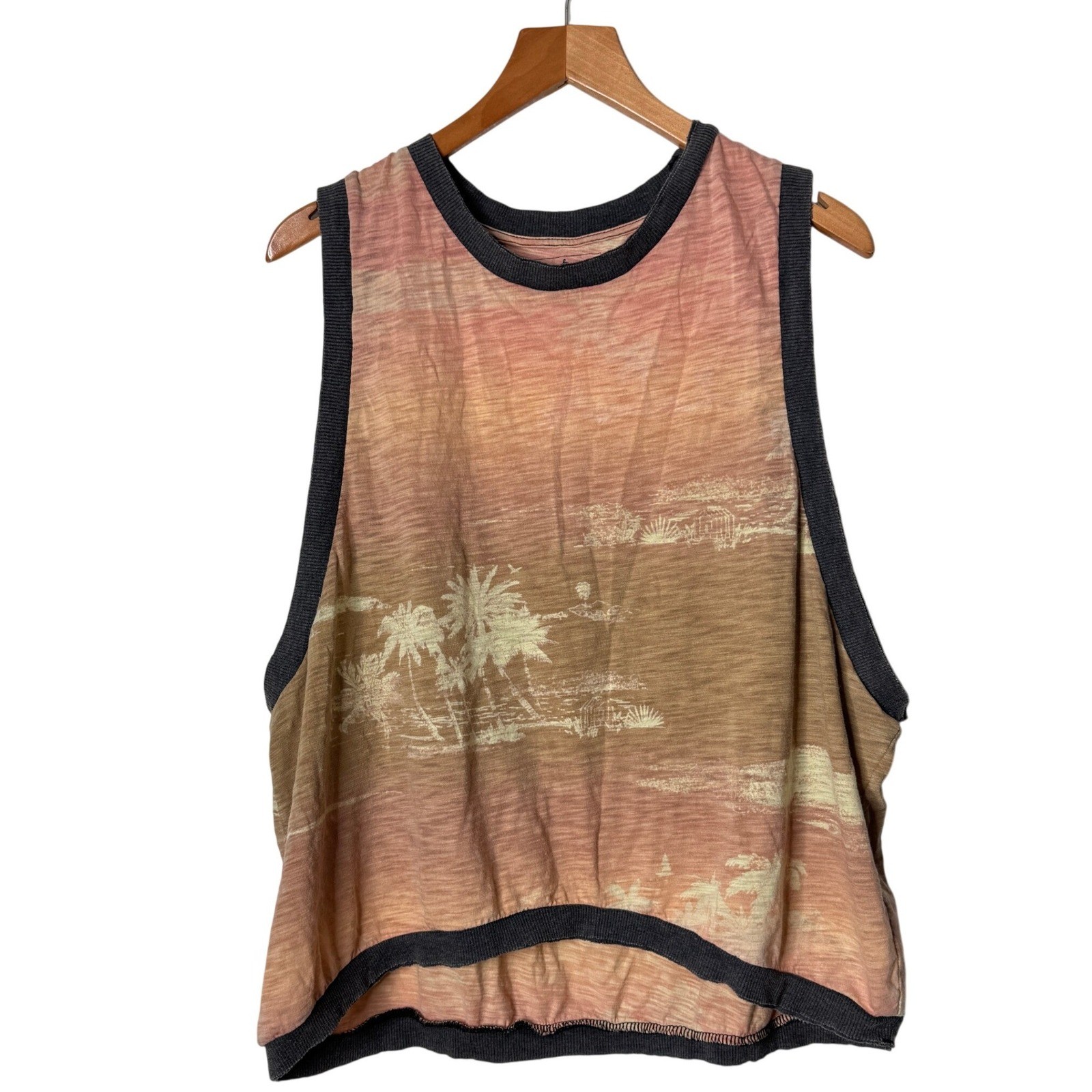 Free People Movement Tropical Printed Love Burnout Muscle Tank Top Womens Large