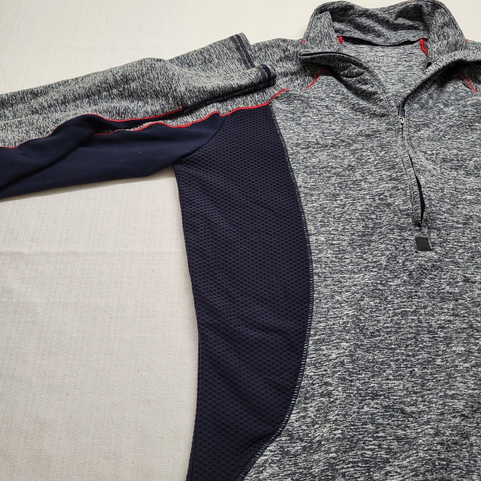 Athleta Half Zip Top Running Wild Small Gray Colorblock Performance Mock Neck