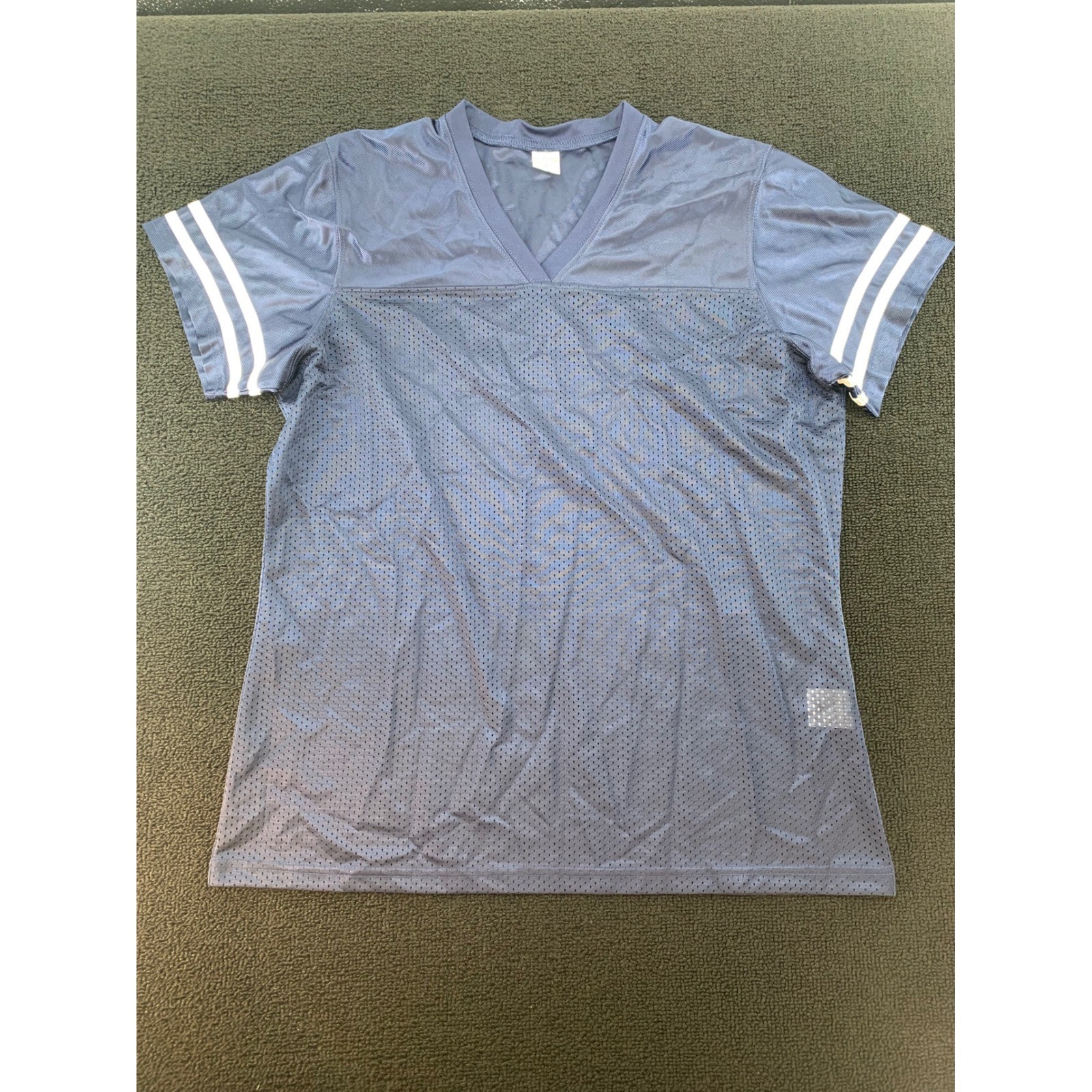 SPORT TEK Ladies Athletic Jersey V Neck Mesh Short Sleeve Blue Size L