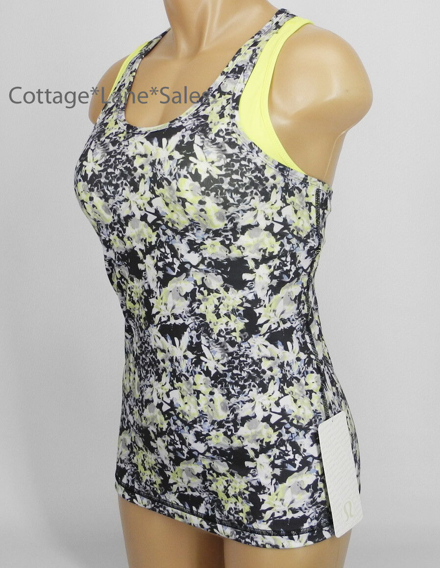 NEW LULULEMON Inspiration Tank Top 6 Crosscourt Petal Black Clarity Yellow