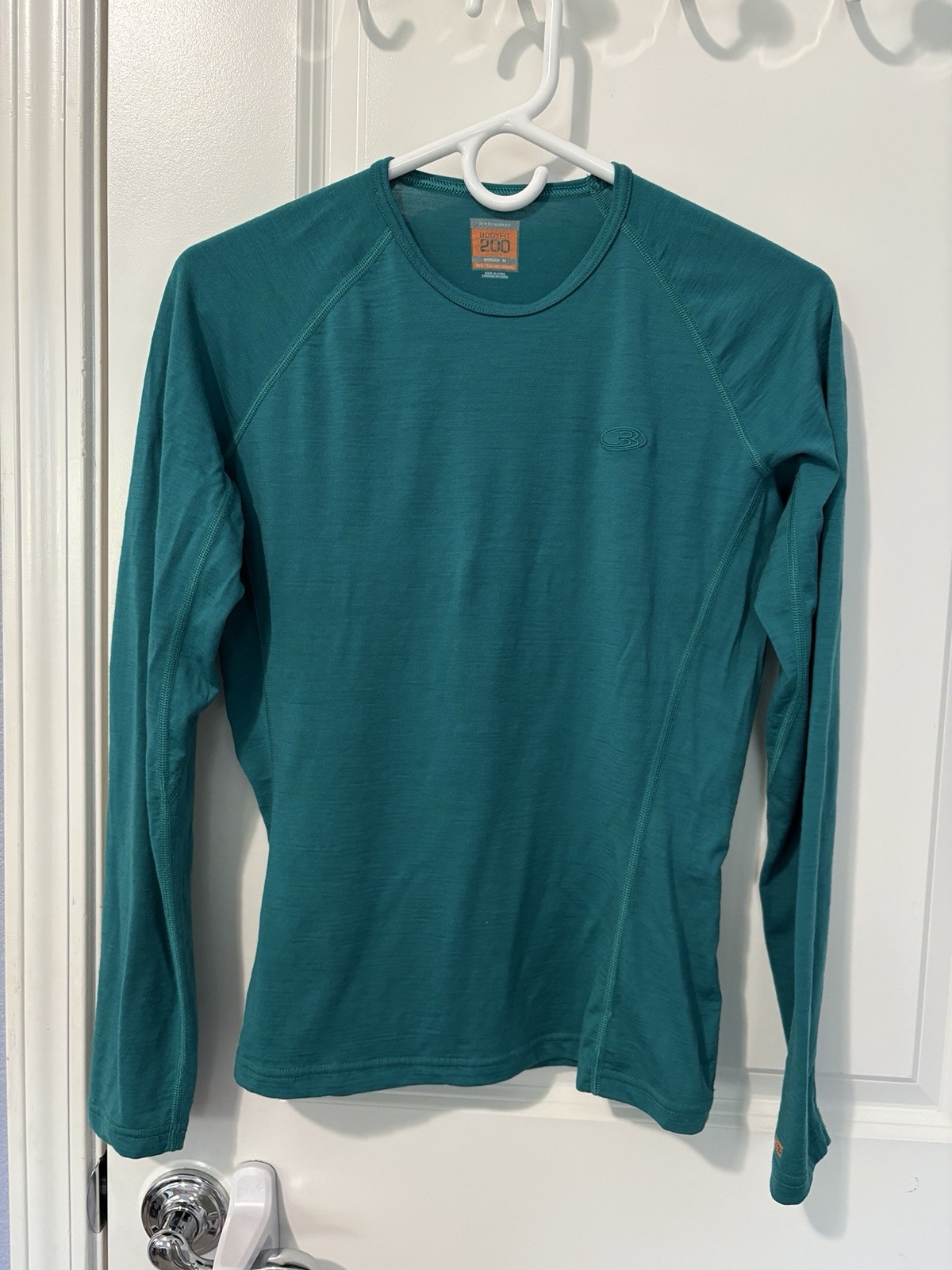 Icebreaker Merino Wool 200 Long Sleeve Shirt Women’s Medium Bodyfit Blue Green