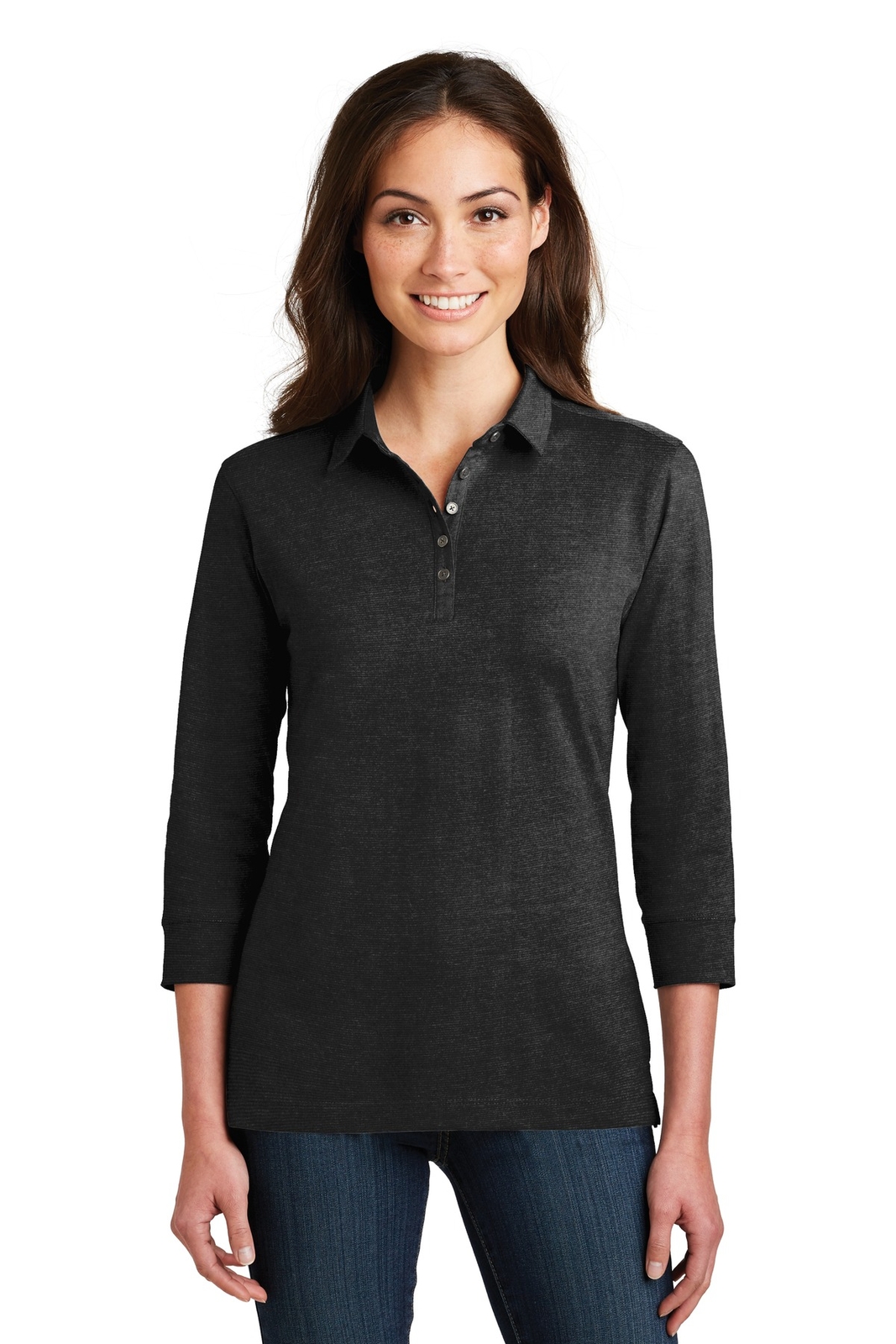Port Authority Womens 3/4-Sleeve Meridian Cotton Blend Polo Shirt L578