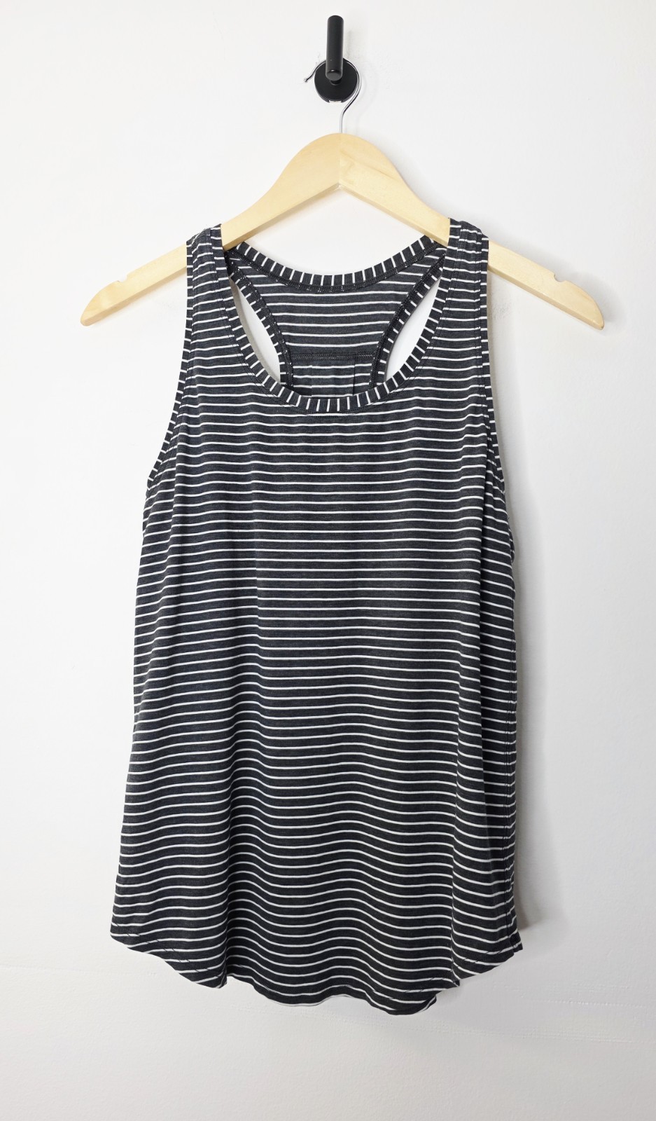 Lululemon Love Tank Gray Stripe Racerback Pima Cotton Curved Hem Women’s Size 6