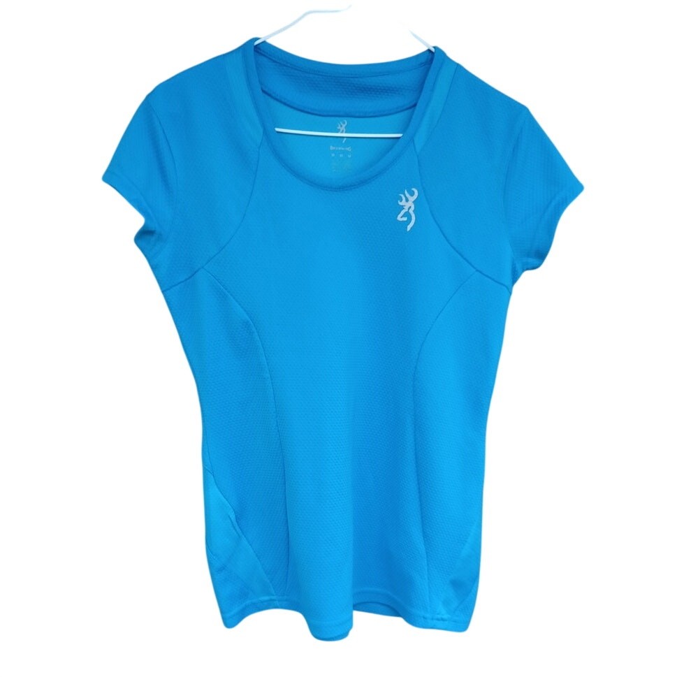 Browning Womens Medium Blue Performance Shirt Buckmark Hunting Shooting Range