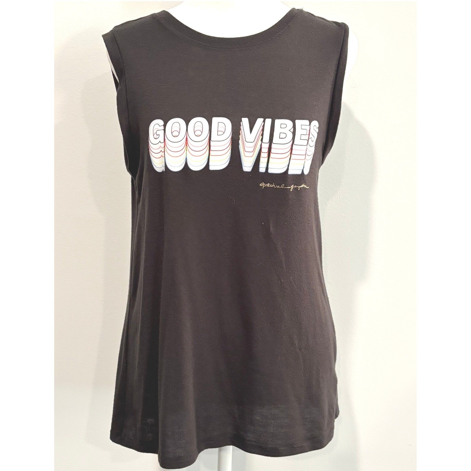 Spiritual Gangster Women Tank Top Small Good Vibes Graphic Muscle Tee Boho 20599