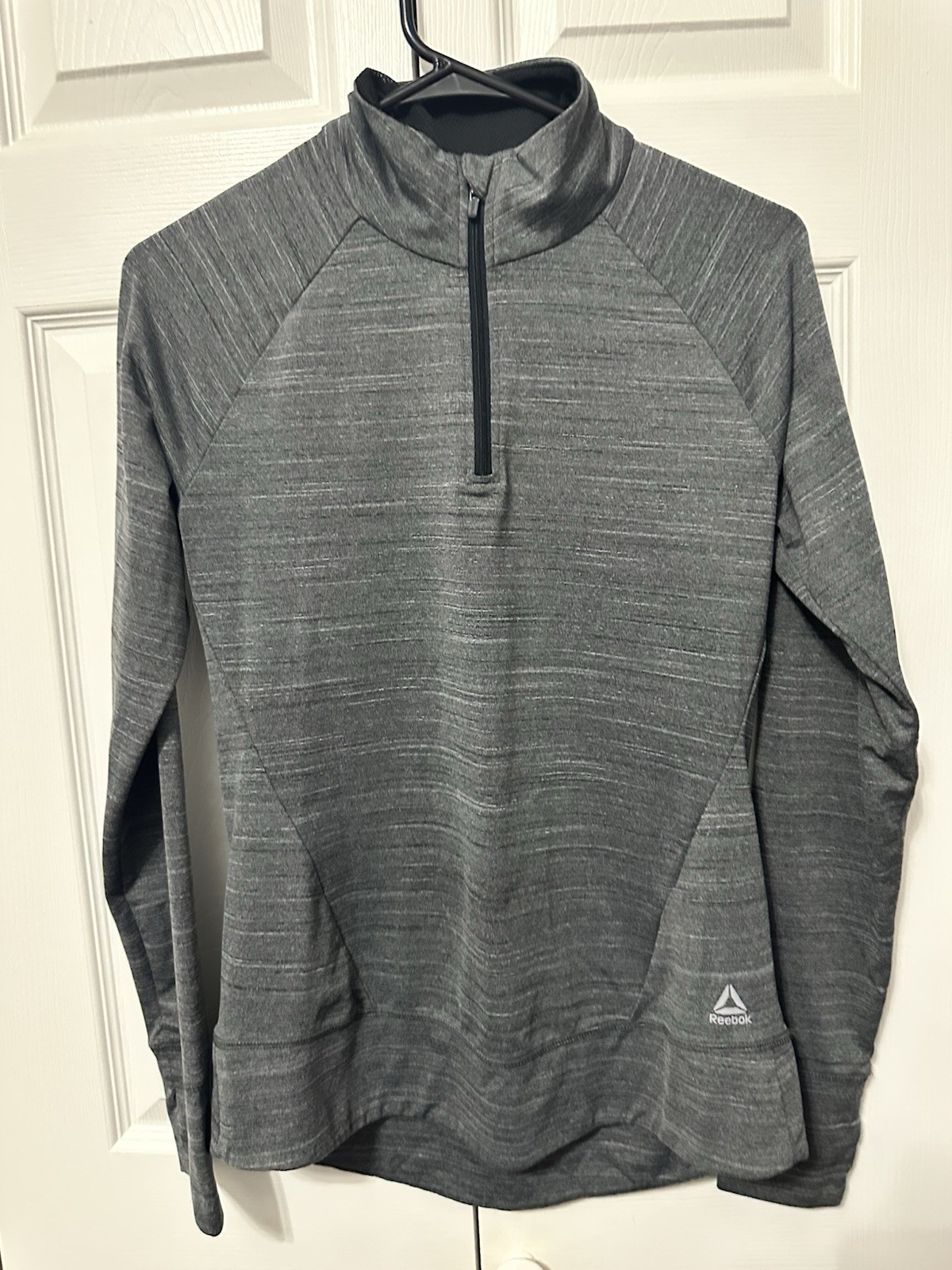 Reebok 1/4 Zip Mock Neck Lightweight Long Sleeve Activewear Top Gray M