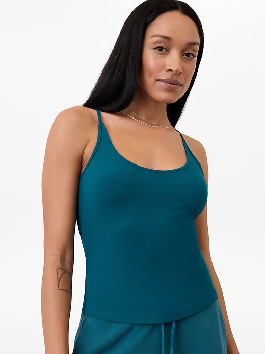 Athleta M Signature RIb Thin Strap Tank Coastal Teal Blue Medium