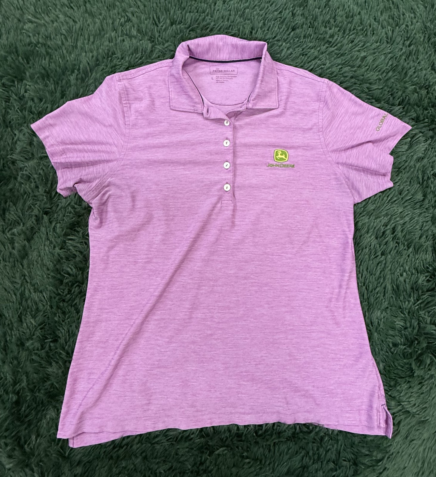 Peter Millar Women’s L Heather Purple John Deere Performance Golf Polo