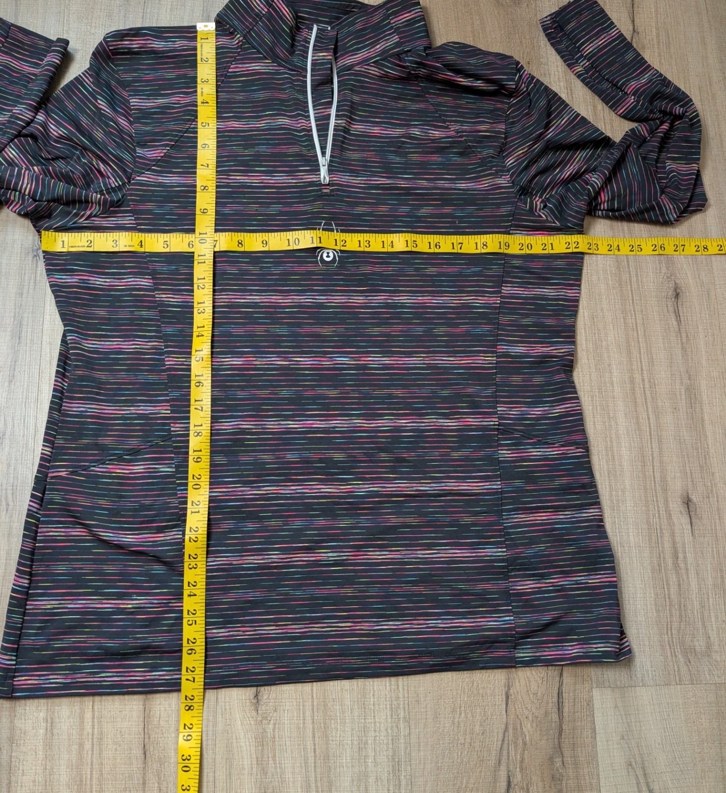 Spyder Size XL Quarter Zip Pullover Top Space Dye Stripe Black Athletic Outdoors