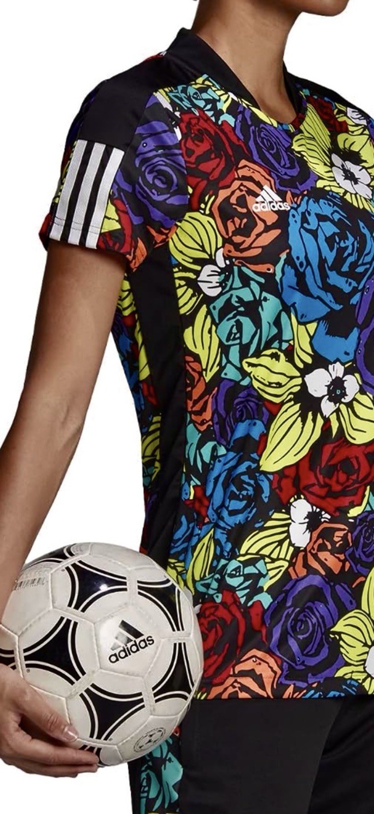 Adidas Tiro Flower Short Sleeve Soccer Jersey Multicolor AEROREADY Women S