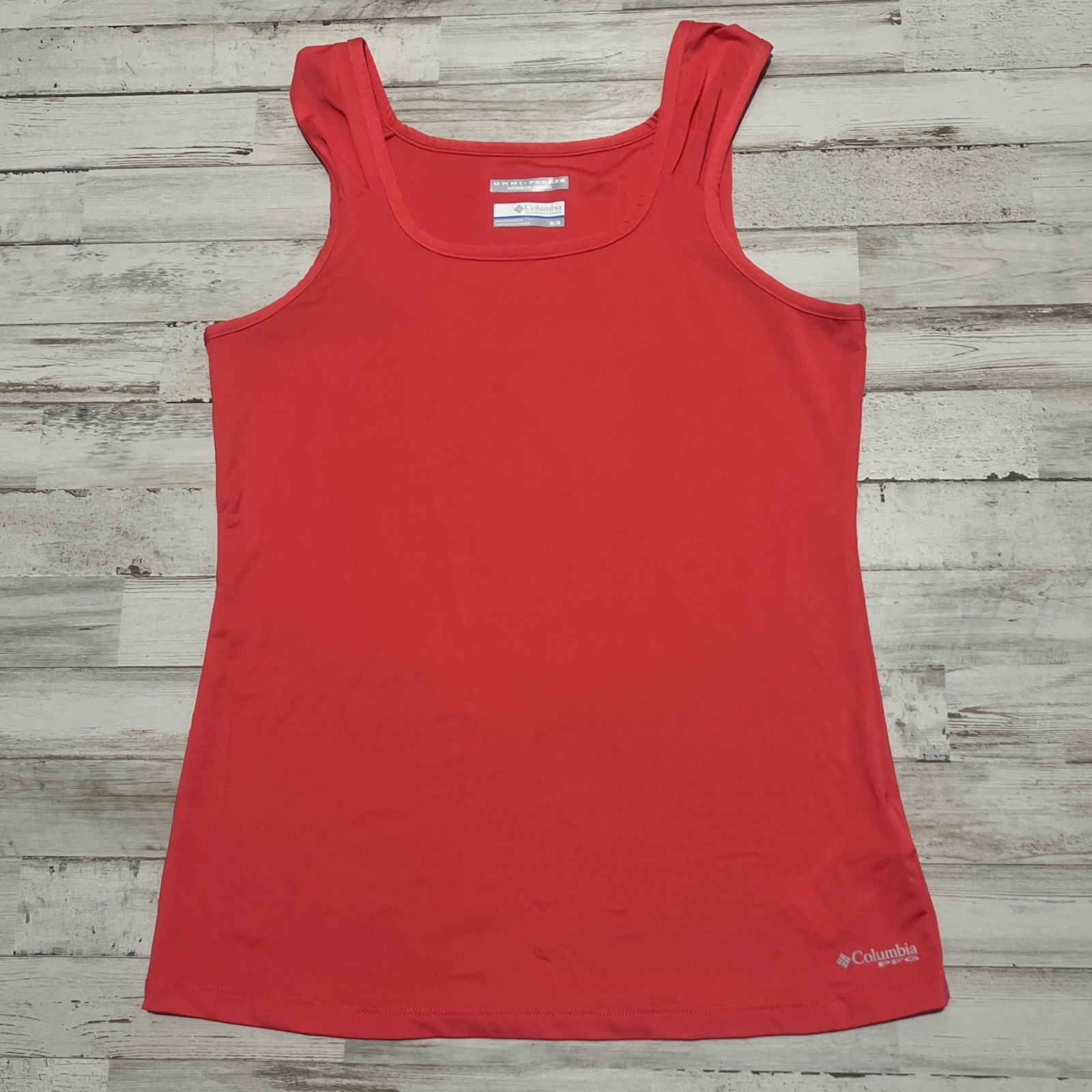 Columbia PFG OMNI-FREEZE Womens Medium M coral pink Square Neck cooling Tank Top