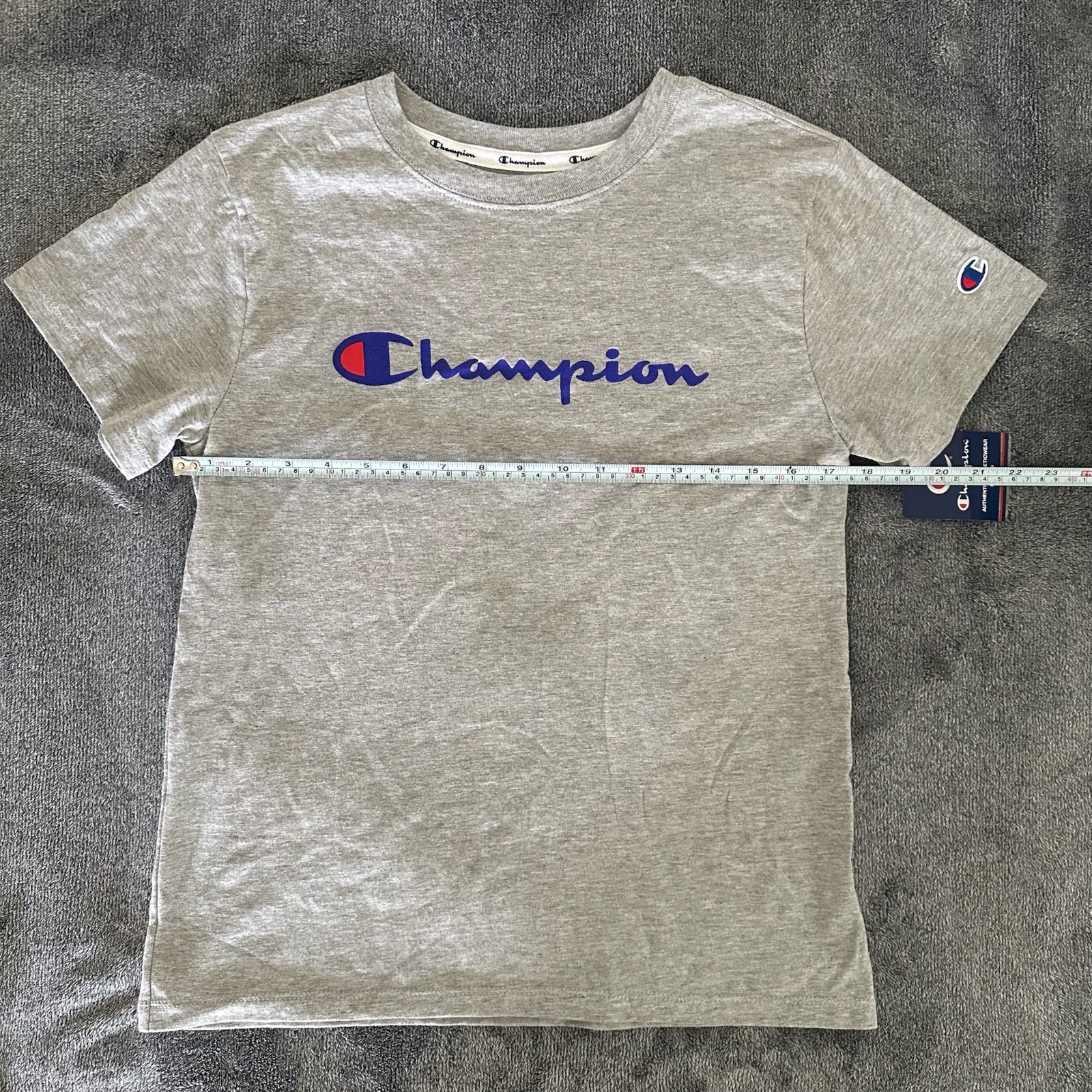 Champion Womens Gray Classic Jersey Script Logo T-Shirt Brand New