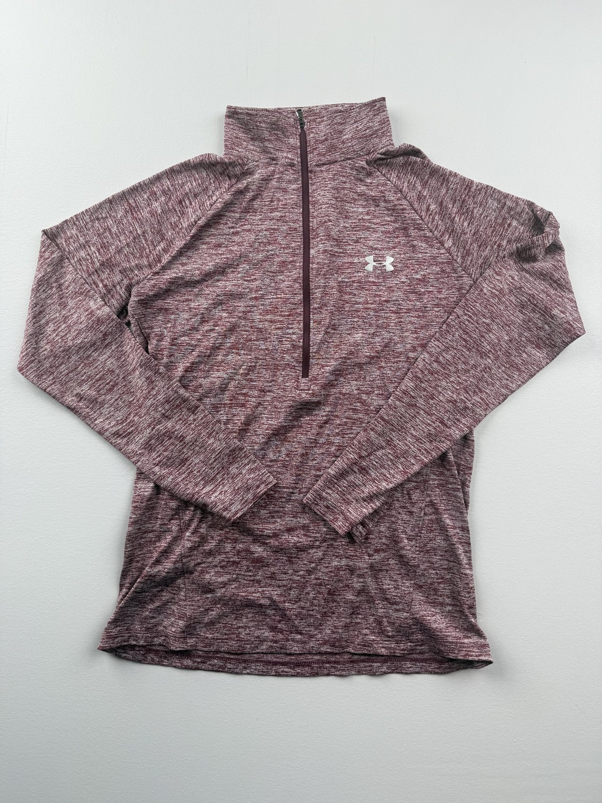 Under Armour Pullover Womens Medium Red 1/4 Zip HeatGear Running Long Sleeve Top