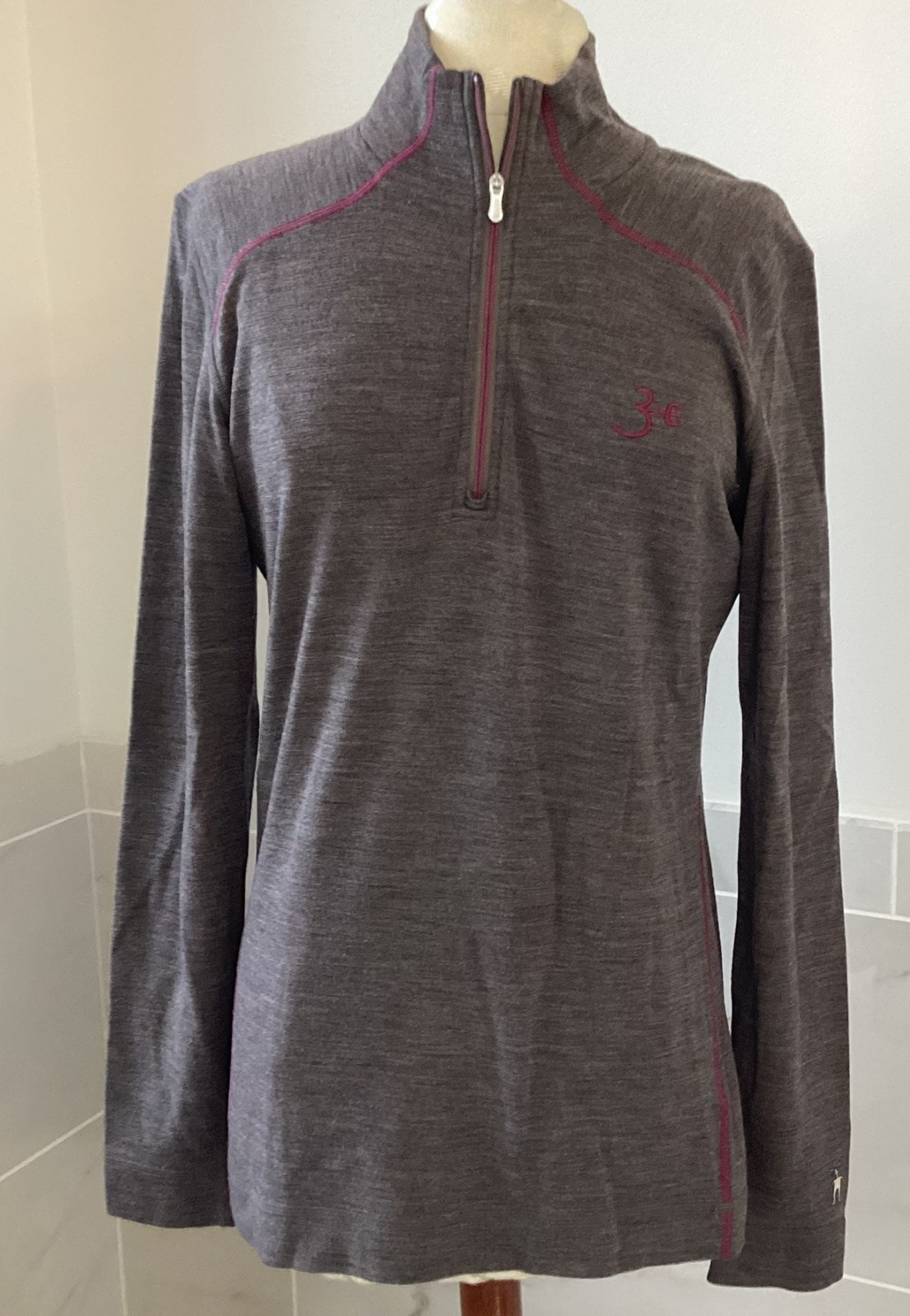 Smartwool Classic Thermal Merino Base Layer 1/4 Zip HEATHER BROWN L OUTDOOR KNIT